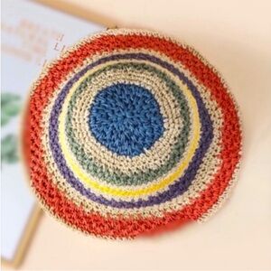 Sun Hat Striped Colorful Woven Beach Hat NEW!
